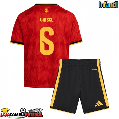 Camisa de Futebol Bélgica Axel Witsel #6 Equipamento Principal Infantil Mundo 2026 Manga Curta (+ Calças curtas)